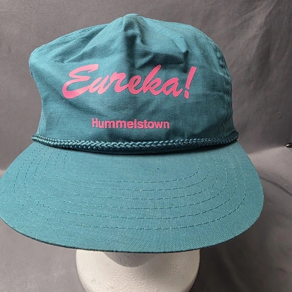 Vintage Eureka Hummelstown Adjustable Snapback Hat Teal Pink Embroidery